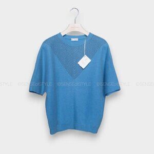 Brunello Cucinelli Cashmere Sweater Monili Women Trim Blue Pullover Size S
